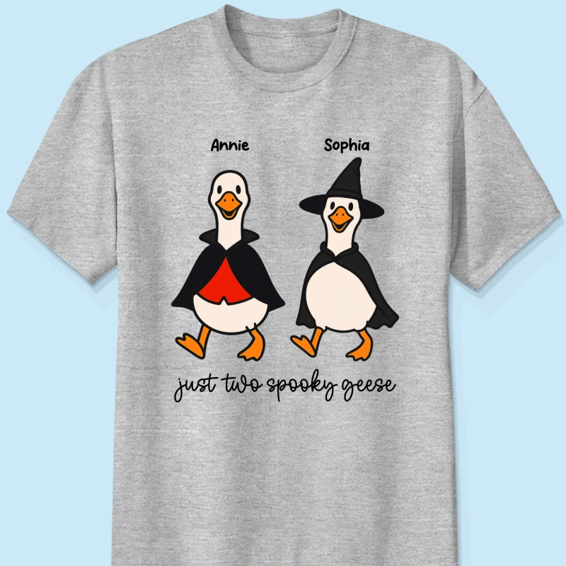 Halloween Funny Cute Spooky Goose Besties Personalized Shirt, Group Shirt For Besties