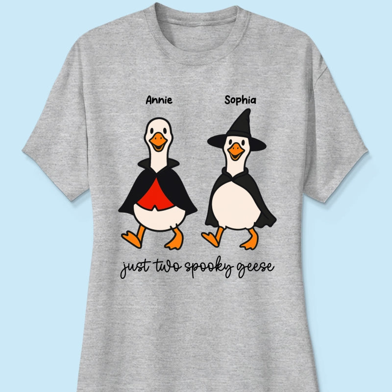 Halloween Funny Cute Spooky Goose Besties Personalized Shirt, Group Shirt For Besties