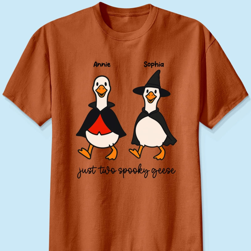 Halloween Funny Cute Spooky Goose Besties Personalized Shirt, Group Shirt For Besties
