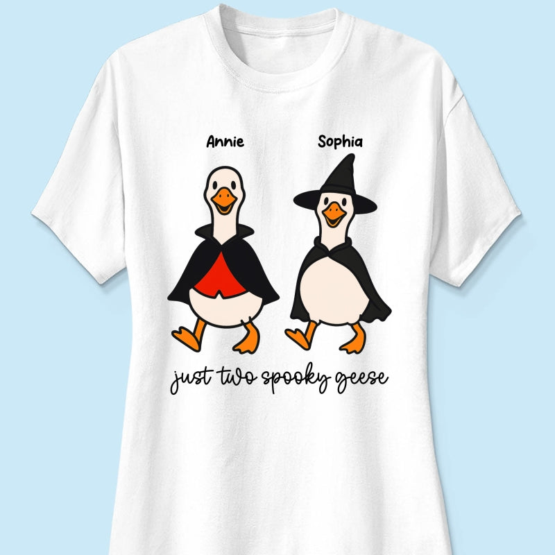 Halloween Funny Cute Spooky Goose Besties Personalized Shirt, Group Shirt For Besties