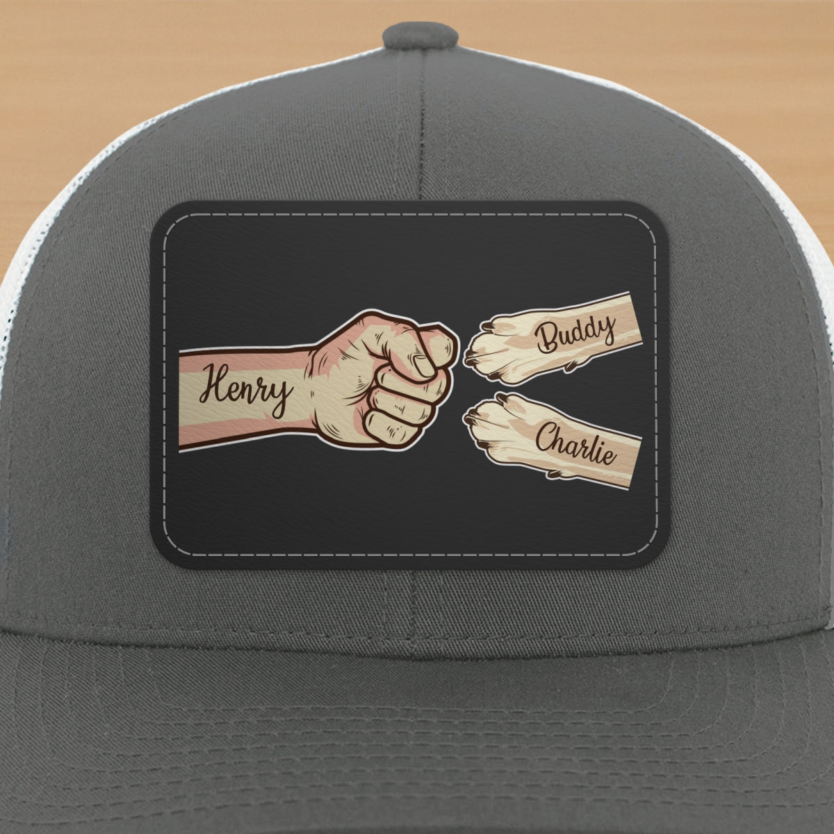 Dog Dad Fist Bump Personalized Trucker Cap, Dad Snapback Hat, Father's Day Gift for Dog Dads