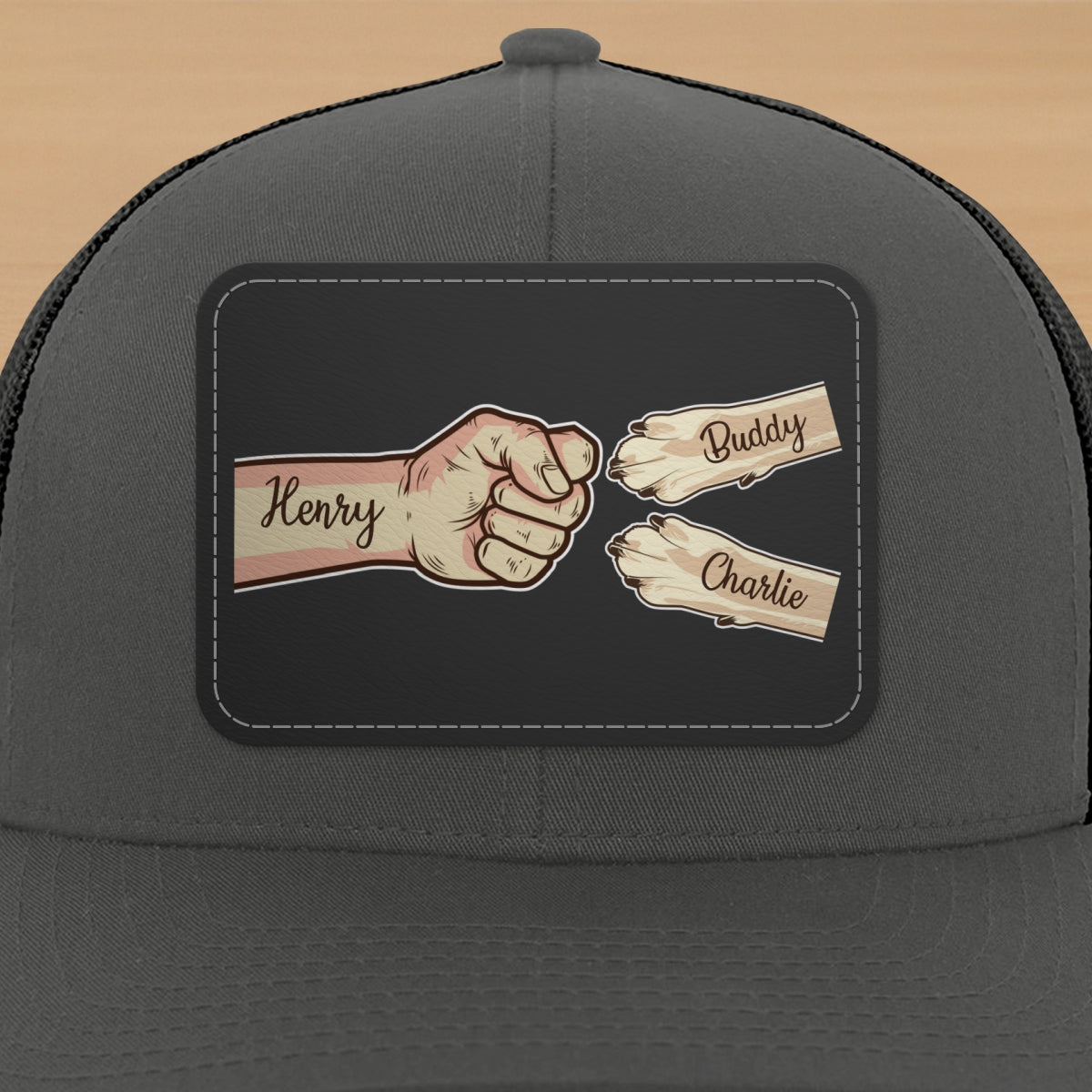 Dog Dad Fist Bump Personalized Trucker Cap, Dad Snapback Hat, Father's Day Gift for Dog Dads