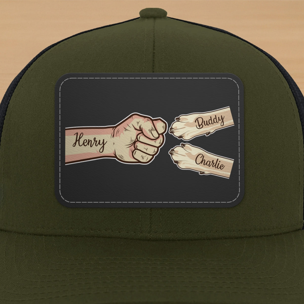 Dog Dad Fist Bump Personalized Trucker Cap, Dad Snapback Hat, Father's Day Gift for Dog Dads