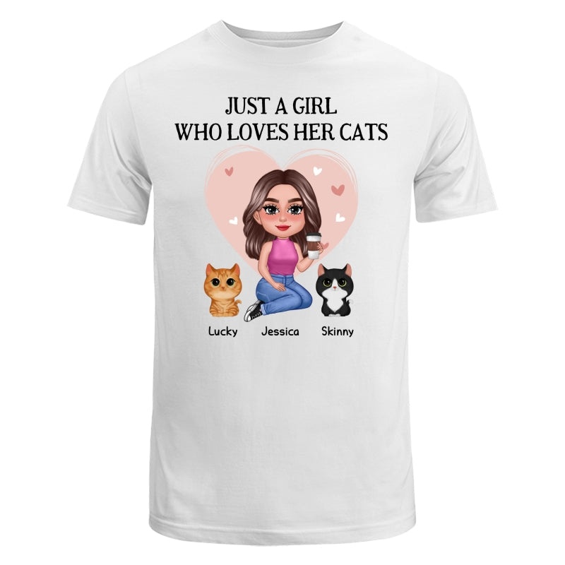 Pretty Doll Just A Girl Loves Cats Pink Heart Personalized Shirt