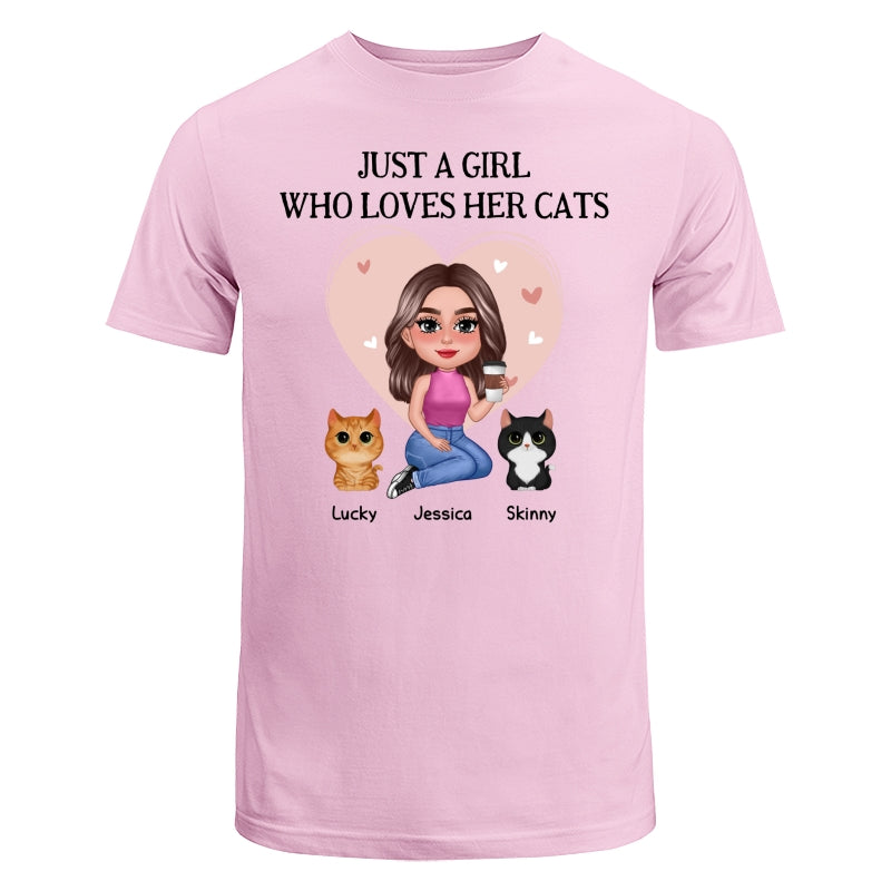Pretty Doll Just A Girl Loves Cats Pink Heart Personalized Shirt