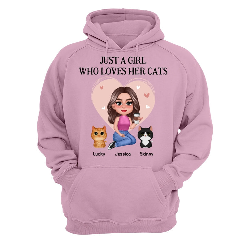 Pretty Doll Just A Girl Loves Cats Pink Heart Personalized Shirt