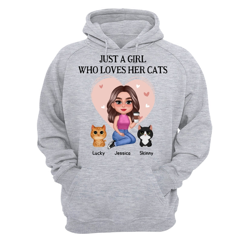 Pretty Doll Just A Girl Loves Cats Pink Heart Personalized Shirt