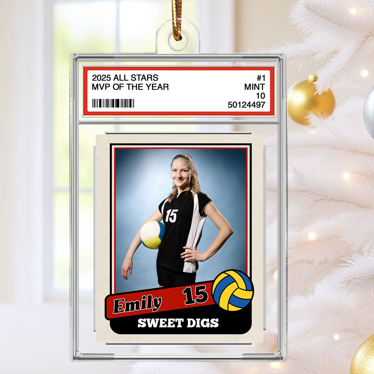 The MVP Sport Custom Photo Trading Card Style - Personalized Acrylic Ornament - Christmas Gift For Teenage, Kid