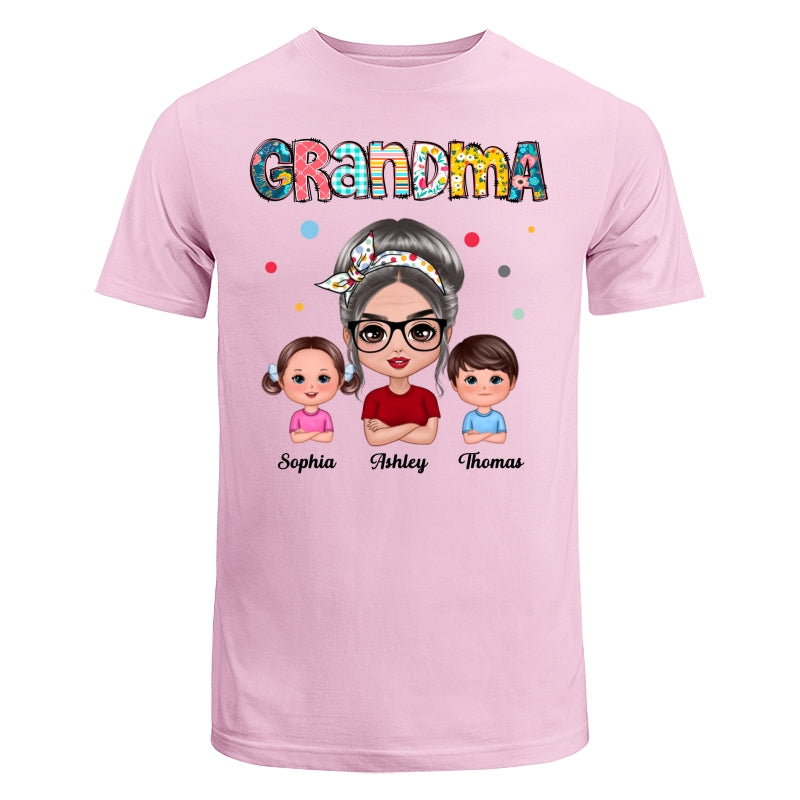 Colorful Doodle Pattern Doll Grandma & Grandkids Personalized Shirt