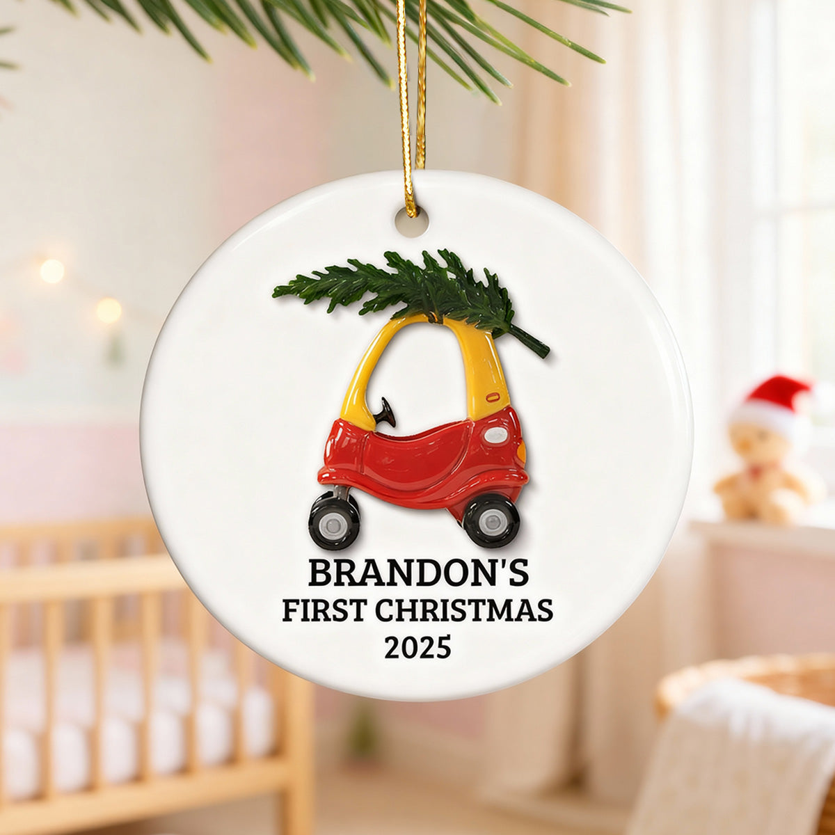 Baby First Christmas Thing 3D Effect - Personalized Ceramic Ornament