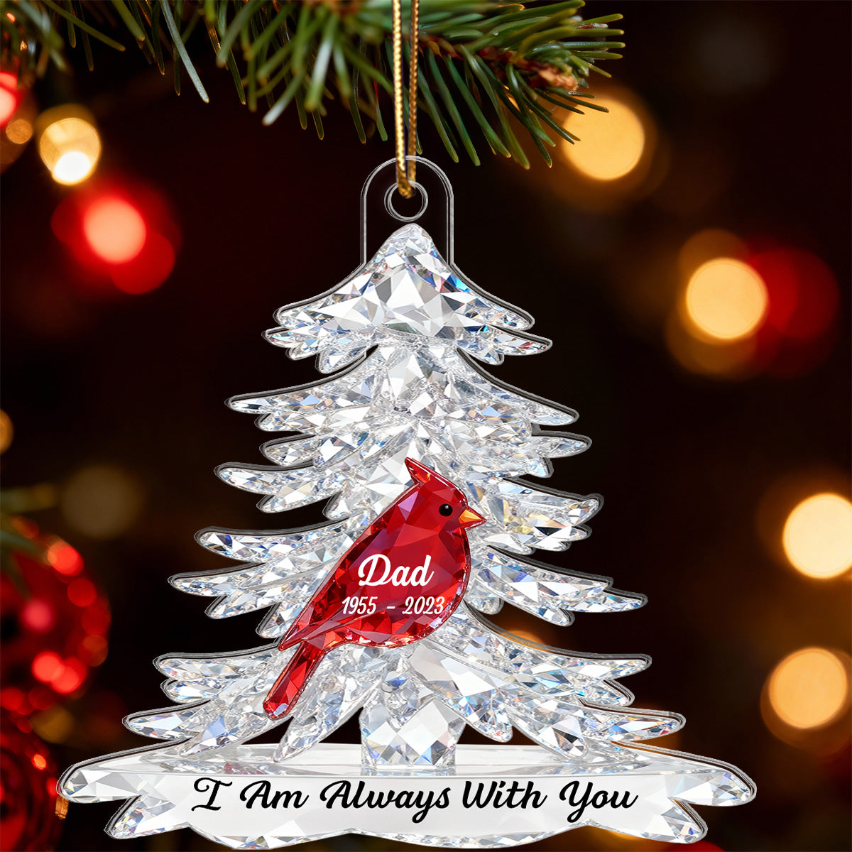 3D Effect Cardinals Memorial - Personalized Acrylic Car Hanger - Remembrance Gift, Sympathy Gift For Whole Family, Extended Family