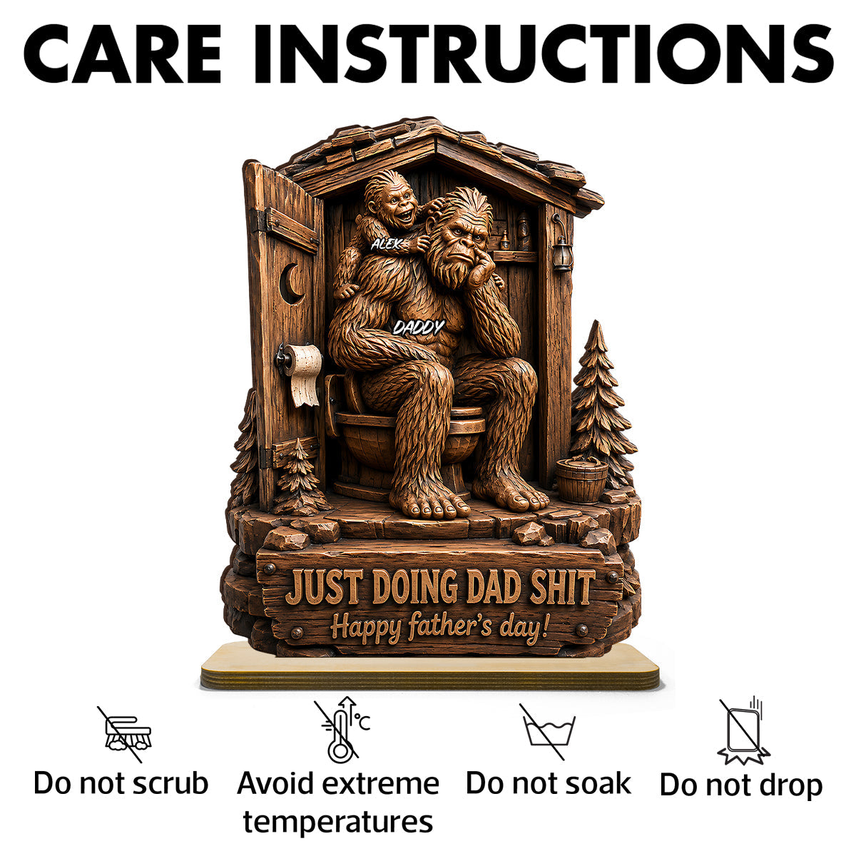 Just Doing Dad Sh*t - Personalized 2-Layered Wooden Plaque -  Gift for Dad, Husband