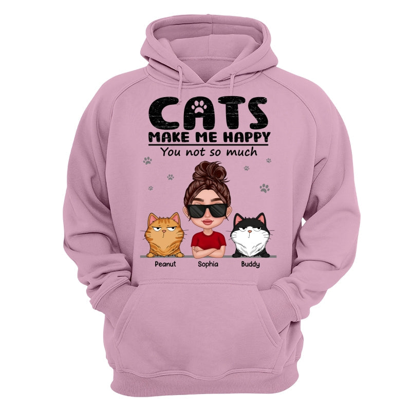 Cat Makes Me Happy You Not So Much Thick Lips Woman & Funny Cat Expression Personalized Shirt