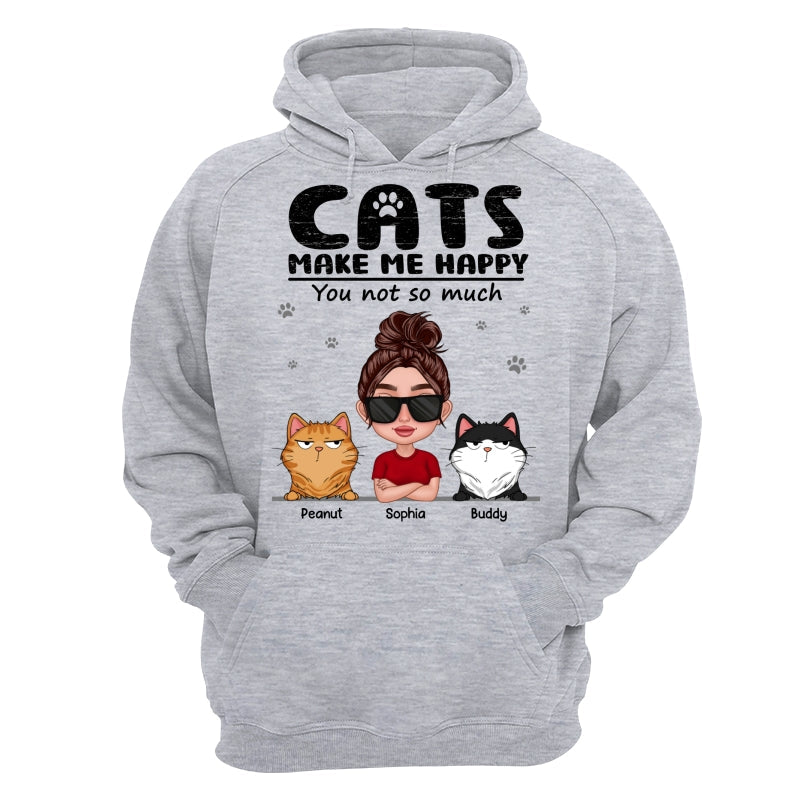 Cat Makes Me Happy You Not So Much Thick Lips Woman & Funny Cat Expression Personalized Shirt