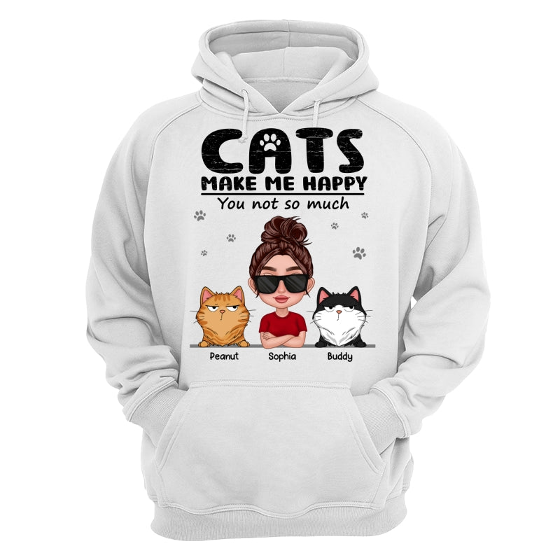 Cat Makes Me Happy You Not So Much Thick Lips Woman & Funny Cat Expression Personalized Shirt