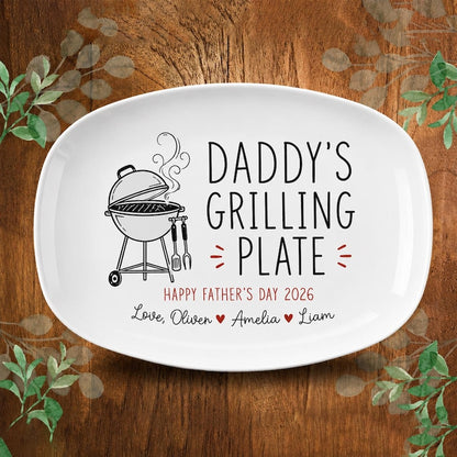 Personalized Daddy's Grilling Platter, Custom Dad BBQ Serving Plate