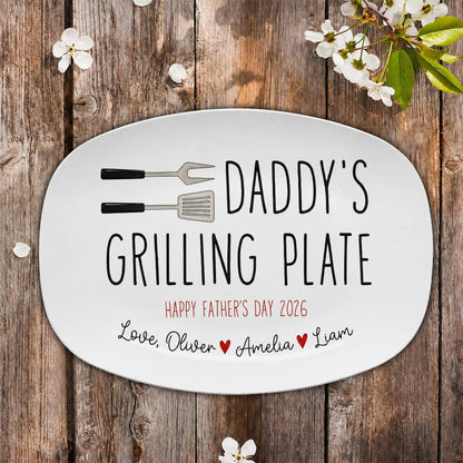 Personalized Daddy Grilling Platter, Father's Day Grilling Custom Name Gift