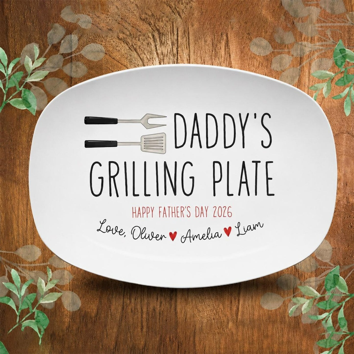 Personalized Daddy Grilling Platter, Father's Day Grilling Custom Name Gift