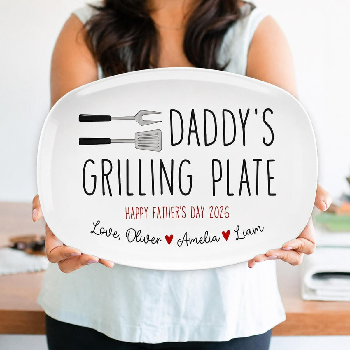 Personalized Daddy Grilling Platter, Father's Day Grilling Custom Name Gift