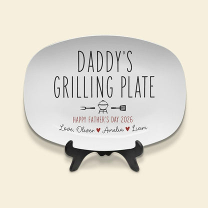Personalized Ceramic Daddy's Minimalist Platter, Father's Day Grilling Custom Name Gift