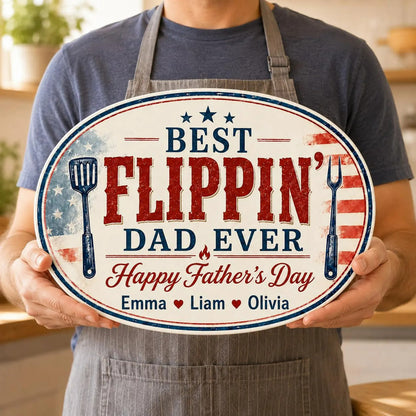 Personalized Ceramic Flippin Ever Platter, Father's Day Grilling Custom Name Gift