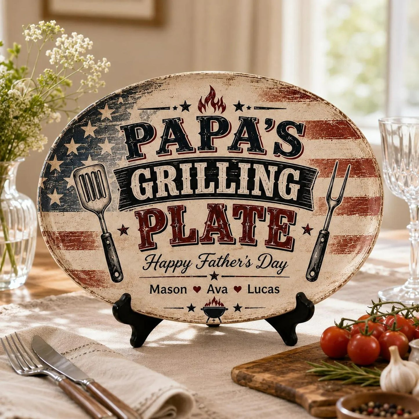 Personalized Grilling Platter Platter, Father's Day Grilling Custom Name Gift