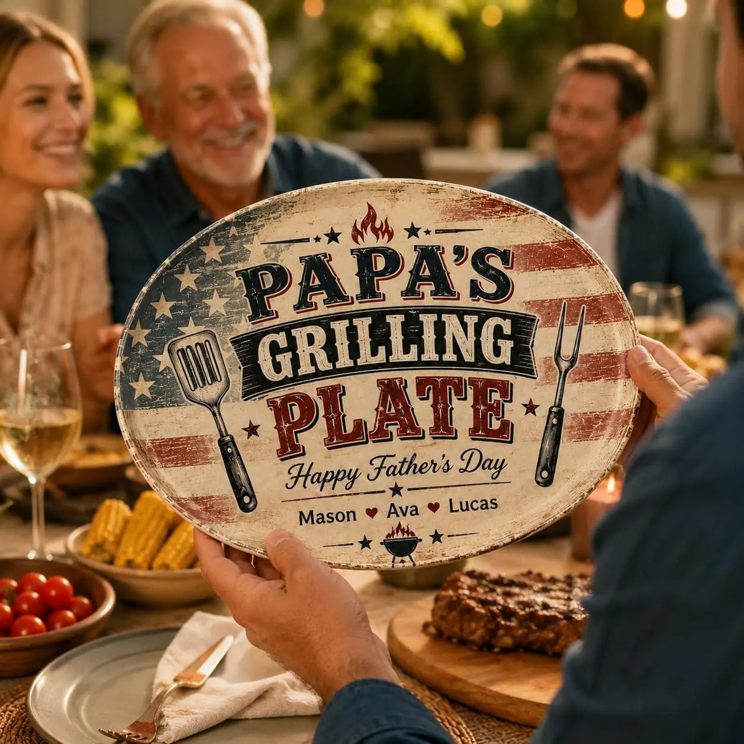 Personalized Grilling Platter Platter, Father's Day Grilling Custom Name Gift