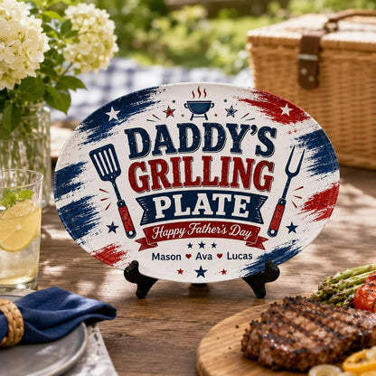 Personalized Grilling Platter Platter, Father's Day Grilling Custom Name Gift