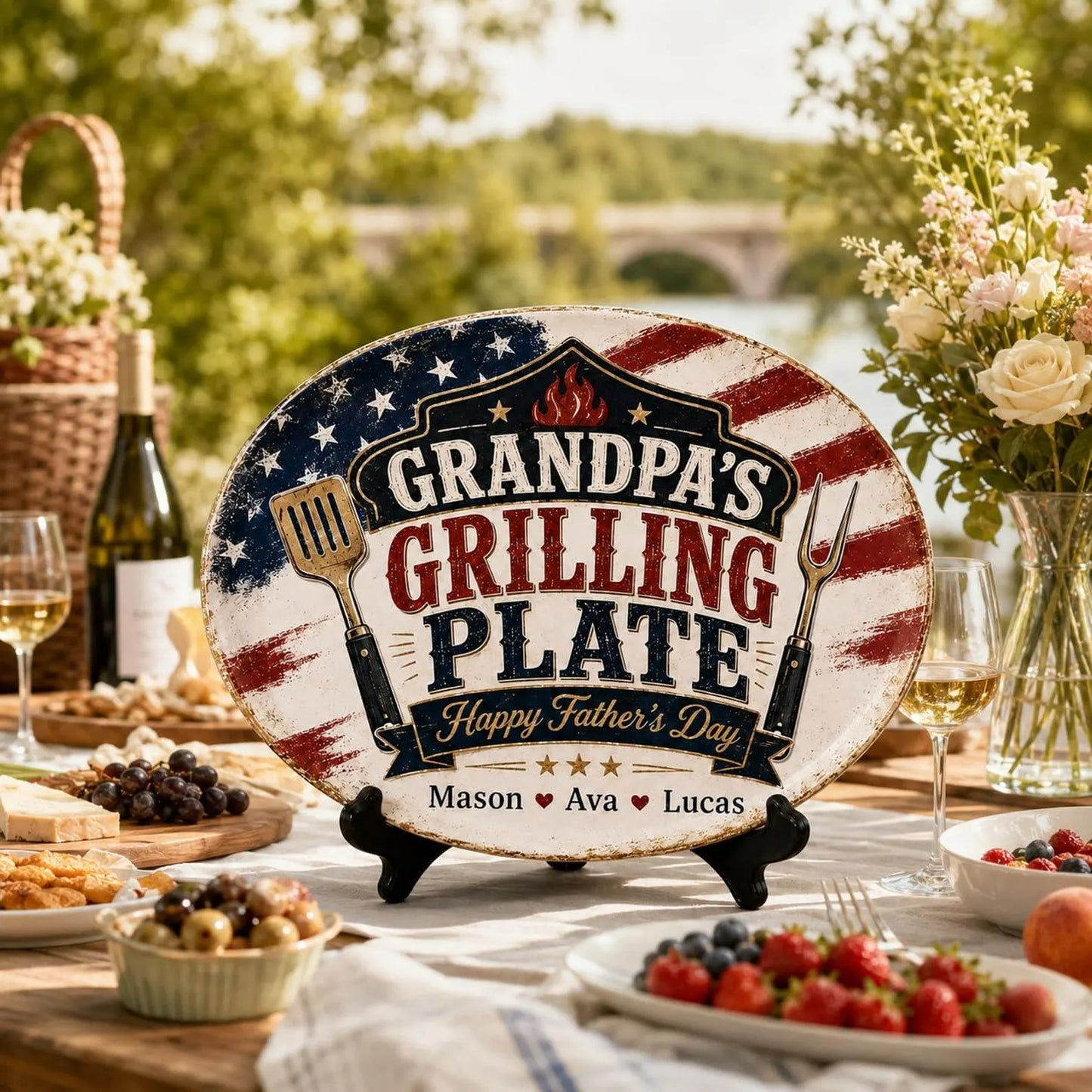 Personalized Grilling Platter Platter, Father's Day Grilling Custom Name Gift