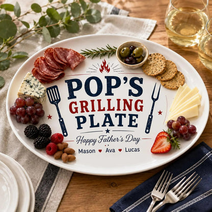 Personalized Grilling Platter Platter, Father's Day Grilling Custom Name Gift