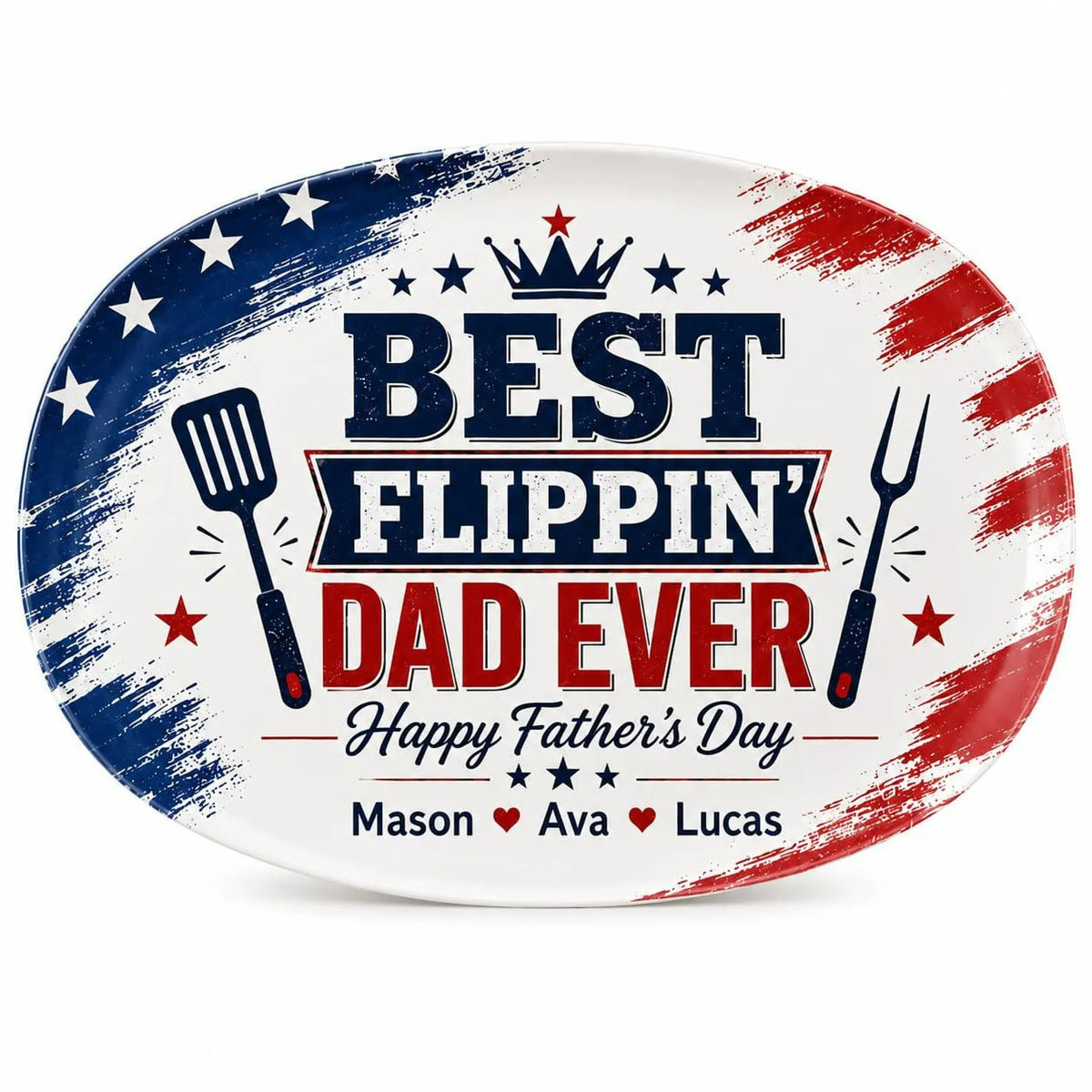 Personalized Ceramic Flippin Ever Platter, Father's Day Grilling Custom Name Gift