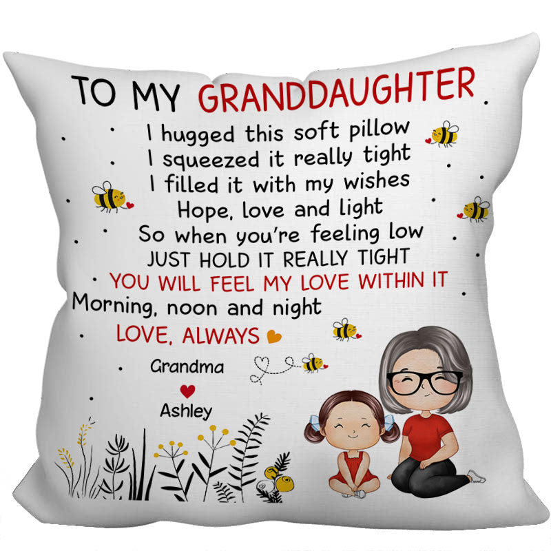 To Granddaughter Grandson From Grandma Doll Watercolor Style Personalized Pillow