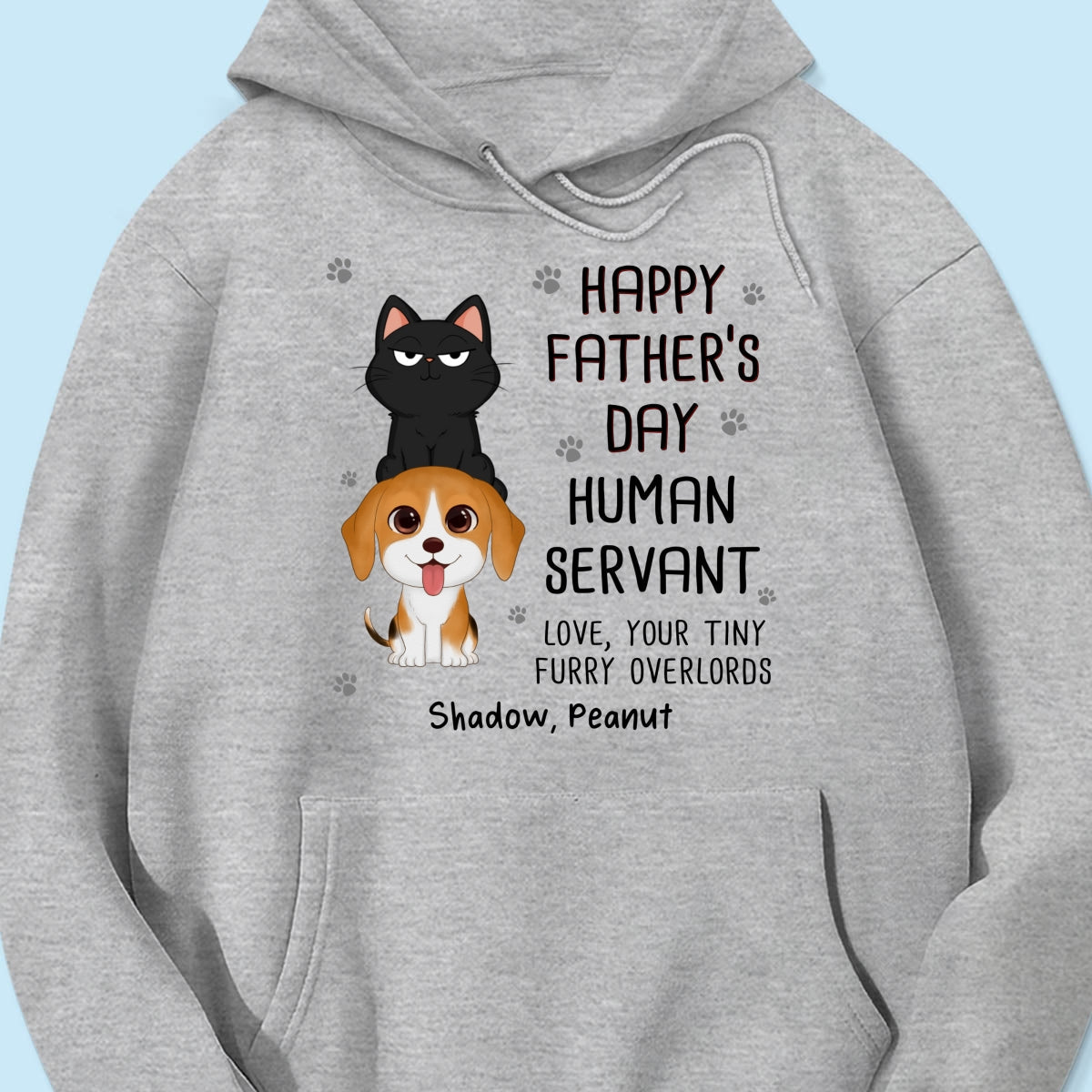 Happy Father‘s Day Human Servant Stacked Cats Dogs Funny Gift For Pet Lover Personalized Shirt