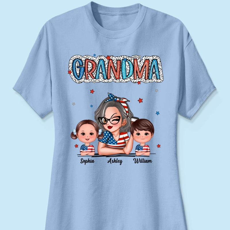 4th Of July Grandma And Grandkids Personalized Shirt, America Independence Day