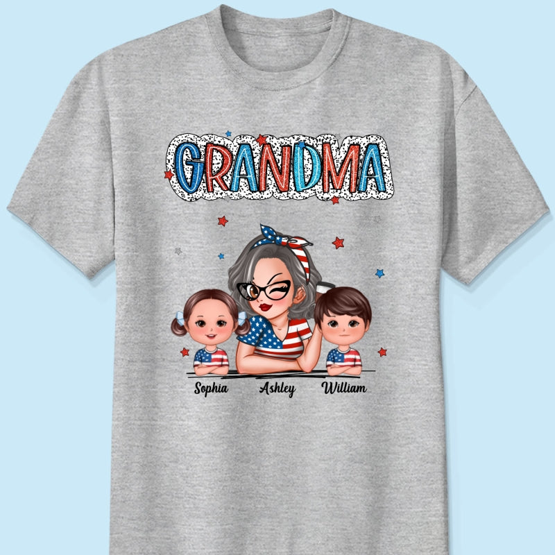4th Of July Grandma And Grandkids Personalized Shirt, America Independence Day