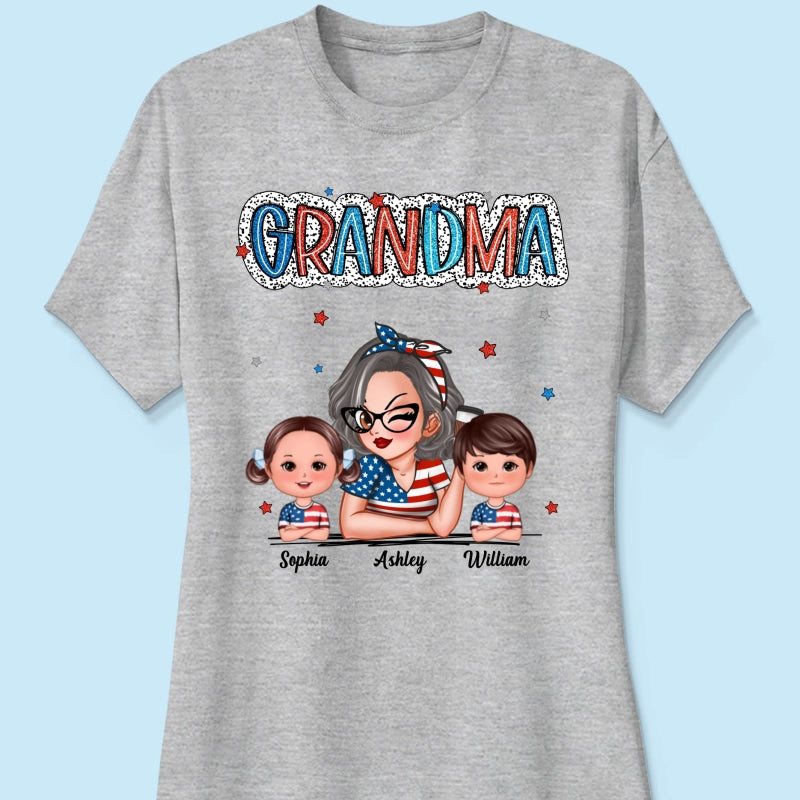 4th Of July Grandma And Grandkids Personalized Shirt, America Independence Day