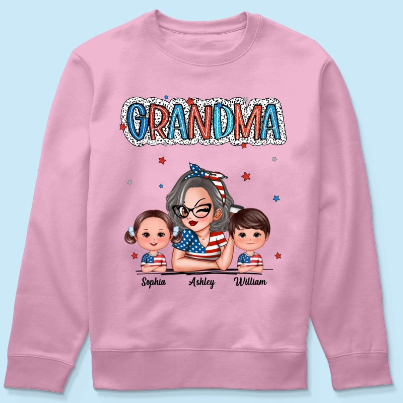 4th Of July Grandma And Grandkids Personalized Shirt, America Independence Day