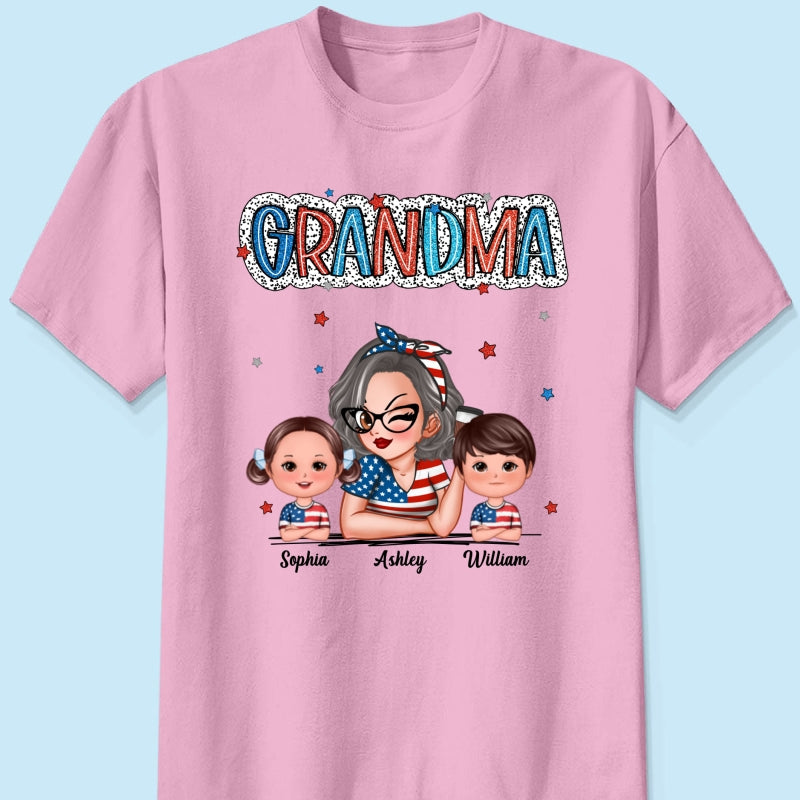 4th Of July Grandma And Grandkids Personalized Shirt, America Independence Day