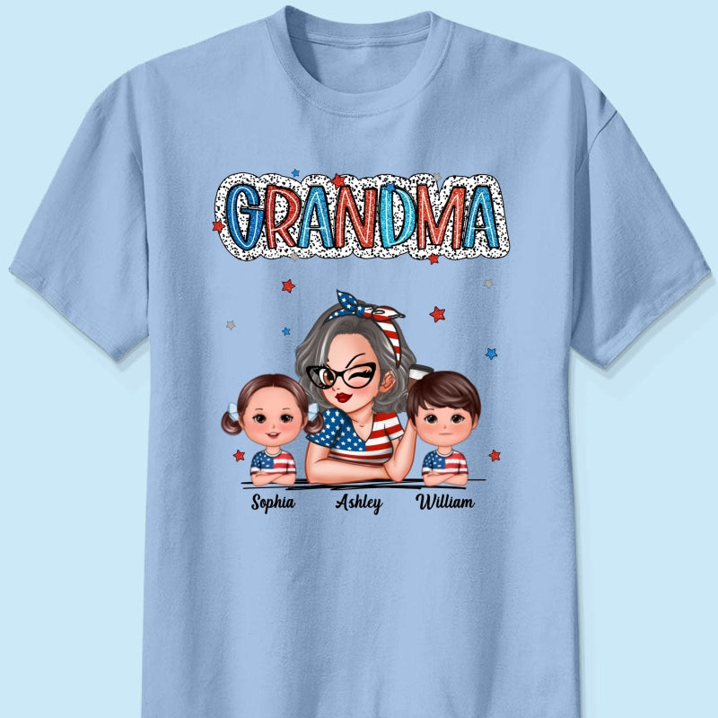 4th Of July Grandma And Grandkids Personalized Shirt, America Independence Day