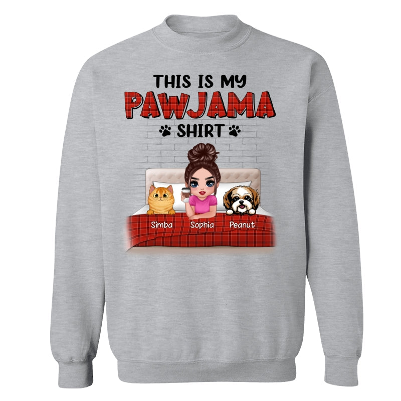 This Is My Pawjama Shirt Dogs Cats On Bed Checkered Pattern Personalized Shirt