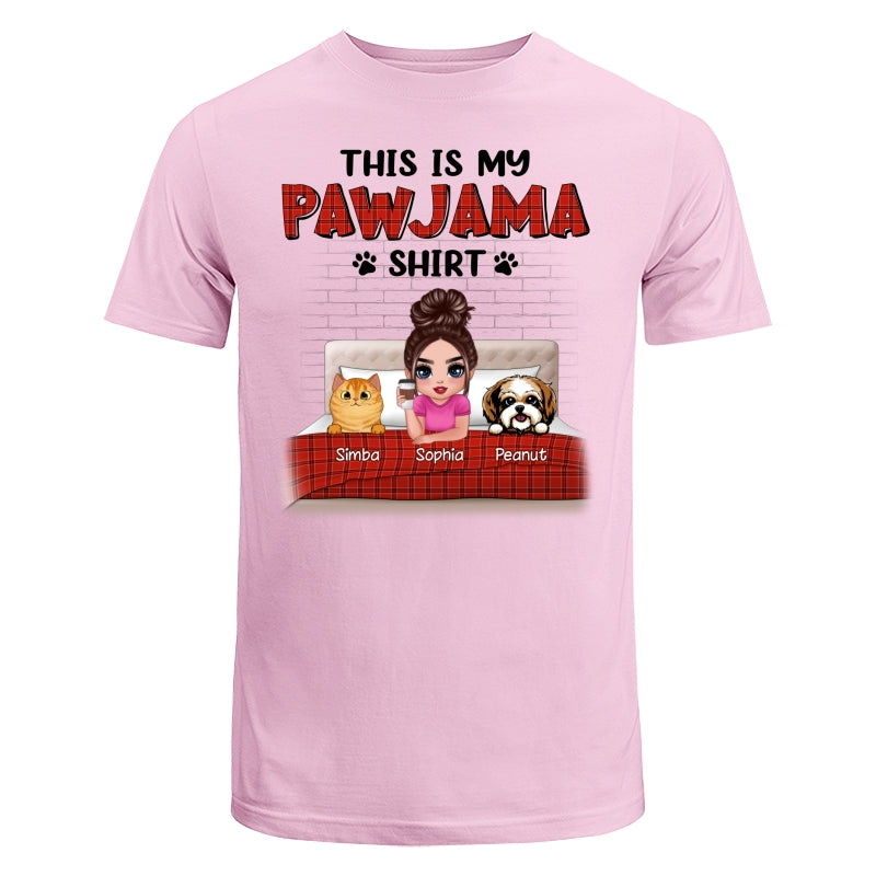This Is My Pawjama Shirt Dogs Cats On Bed Checkered Pattern Personalized Shirt