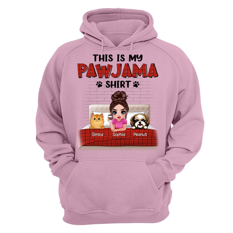 This Is My Pawjama Shirt Dogs Cats On Bed Checkered Pattern Personalized Shirt