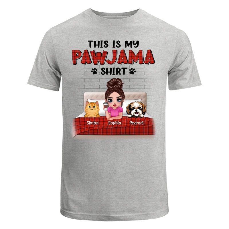 This Is My Pawjama Shirt Dogs Cats On Bed Checkered Pattern Personalized Shirt