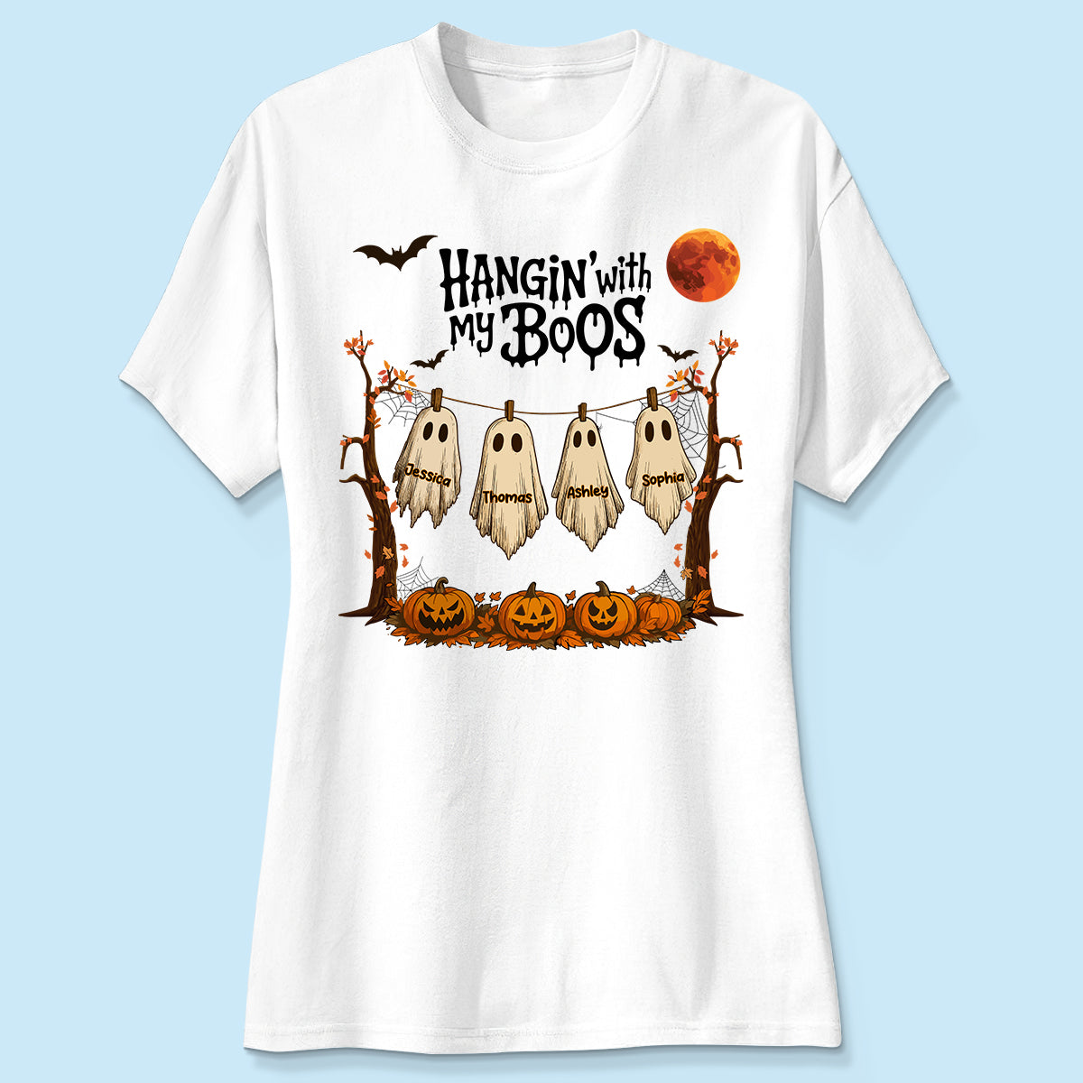 Hangin' With My Boos Halloween Personalized Shirt, Gift For Grandma