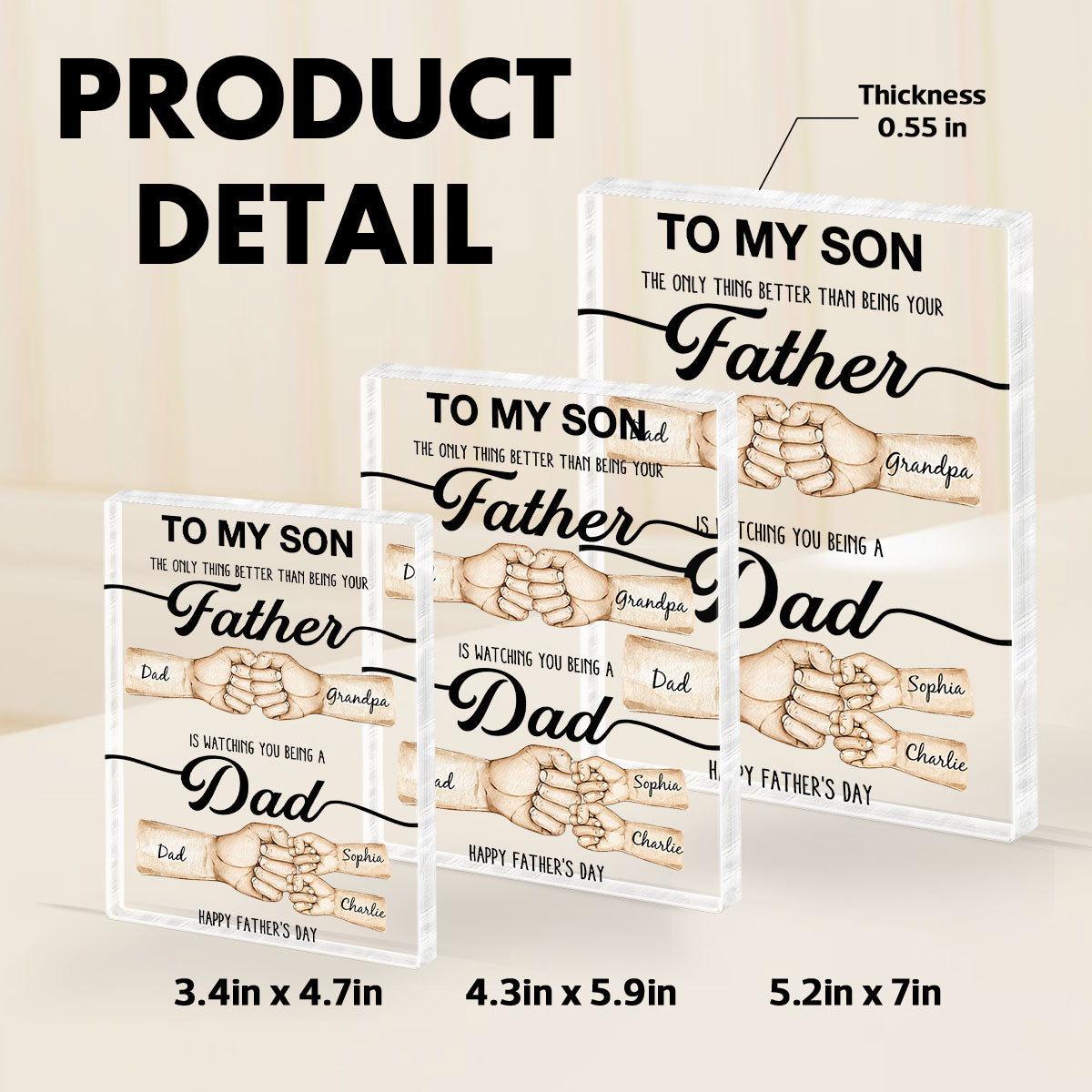 The Only Thing Better Than Being Your Father Fist Bump Personalized Acrylic Block,  gift for Son from Dad