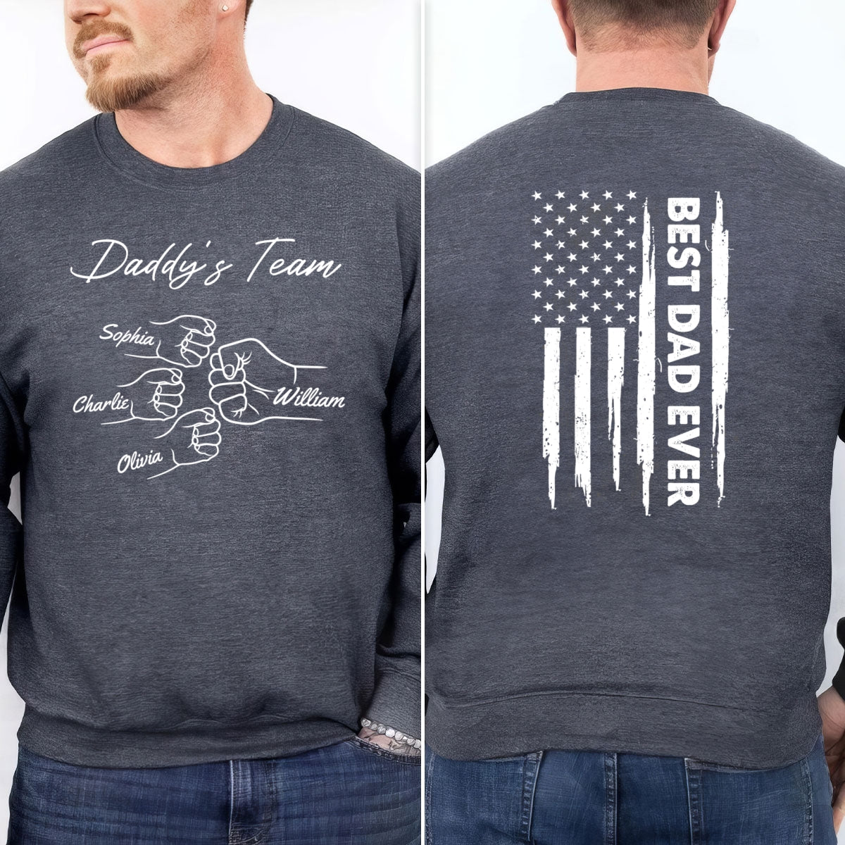 Best Dad Grandpa Ever Nation Flag Fist Bumps Personalized Double Sided Sweatshirt