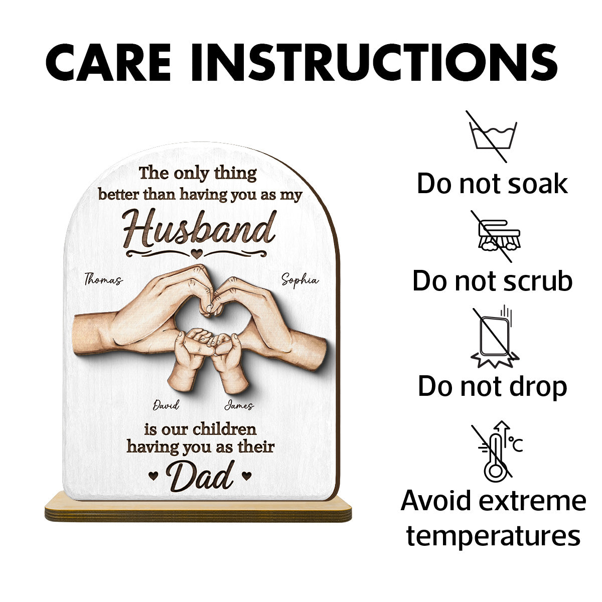 The Only Thing Having You As My Husband Family Hands - Personalized 2-Layered Wooden Plaque -  Gift For Husband
