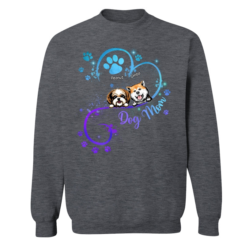 Peeking Dogs Dog Mom Heart Splash Personalized Shirt