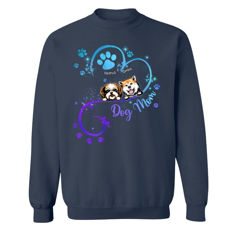 Peeking Dogs Dog Mom Heart Splash Personalized Shirt