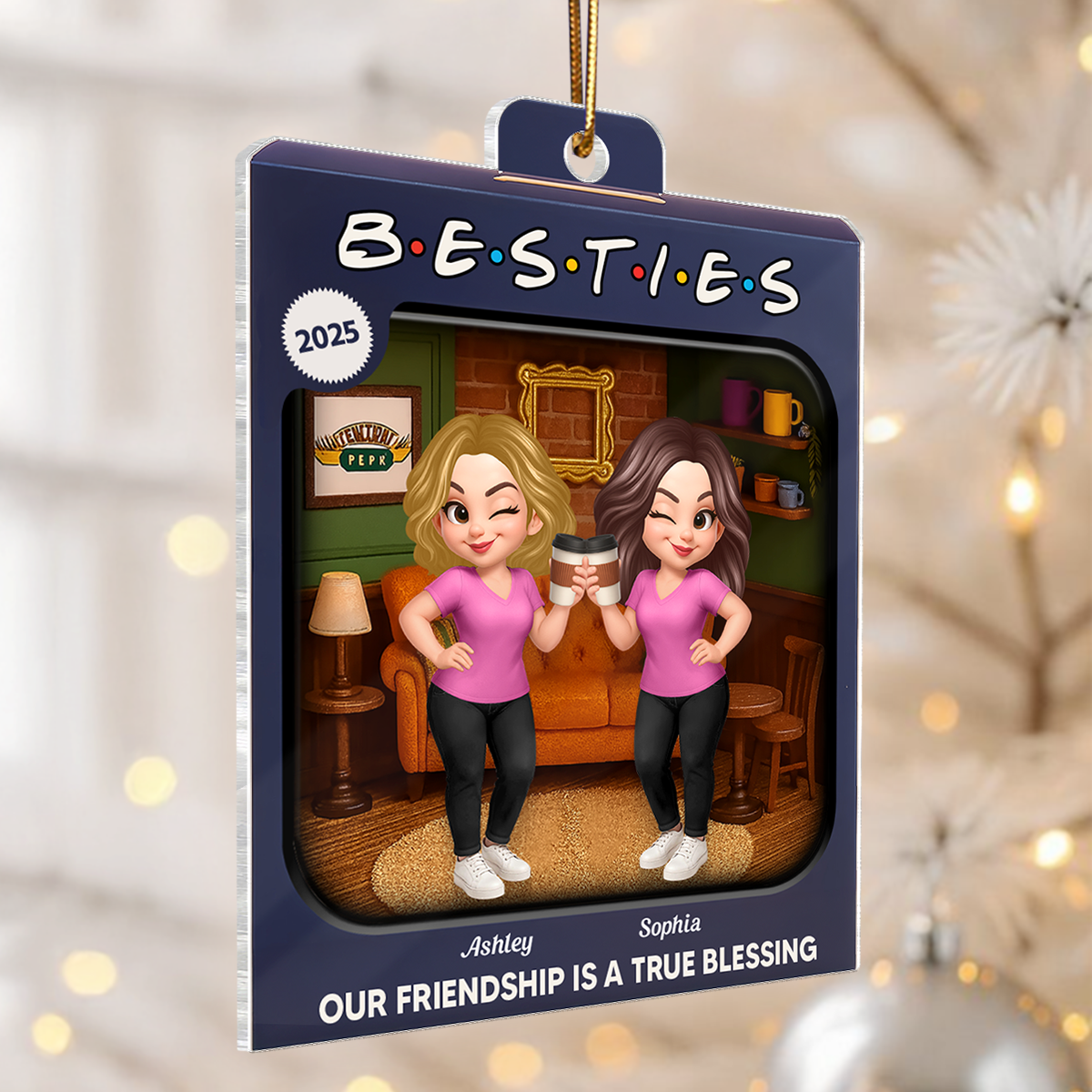Besties Forever Toy Box Style - Personalized Acrylic Ornament - Christmas Gift For Friends